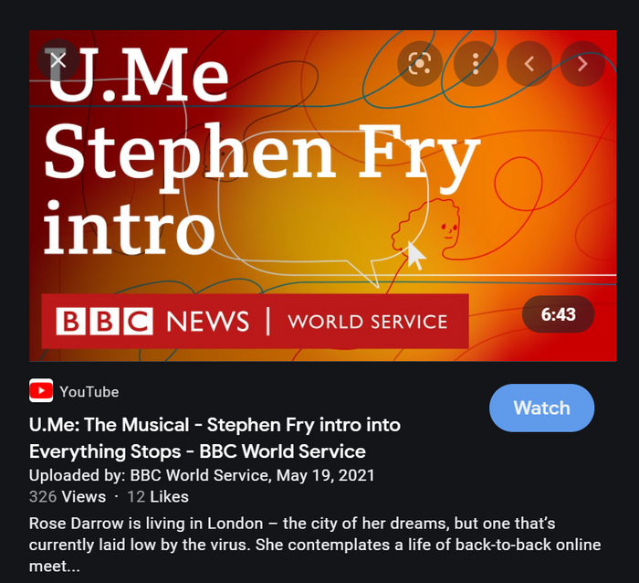 U.Me The Musical - Stephen Fry intro